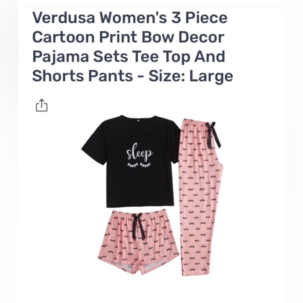 Size Large Cute 3 piece pj set